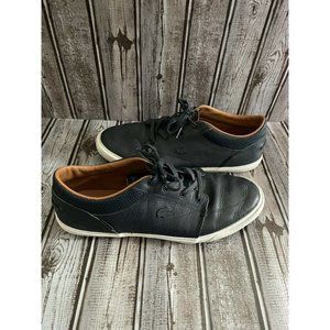 Lacoste Bayliss Leather Lace Up Casual Sneakers Shoes Navy Blue Men's Size 10.5